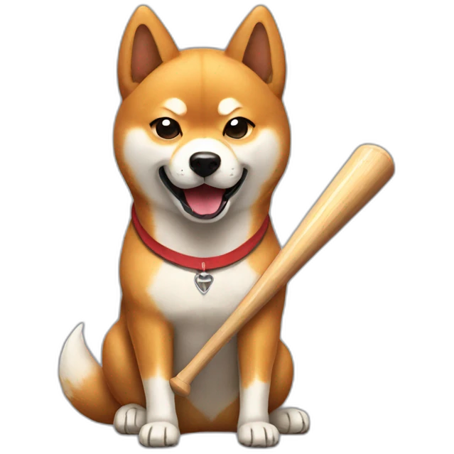 Shiba with baseball bat emoji