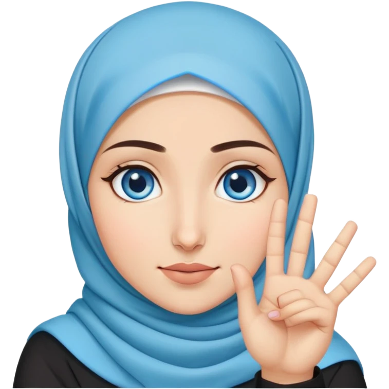 Turkish beautiful finish Konya girl blue eyes with hijab and saying no with hand gesture emoji