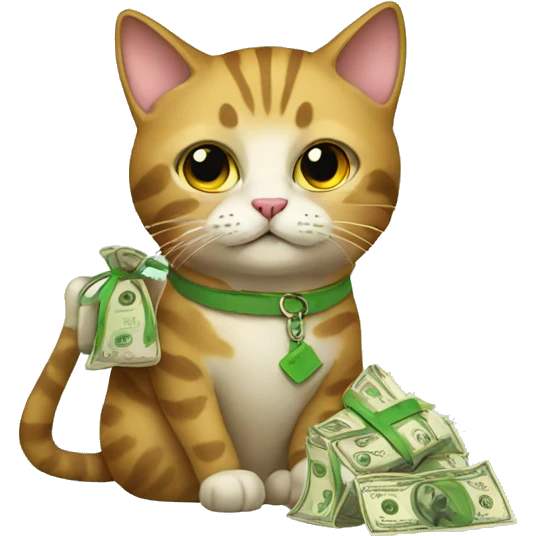 rich cat with a bag of money emoji