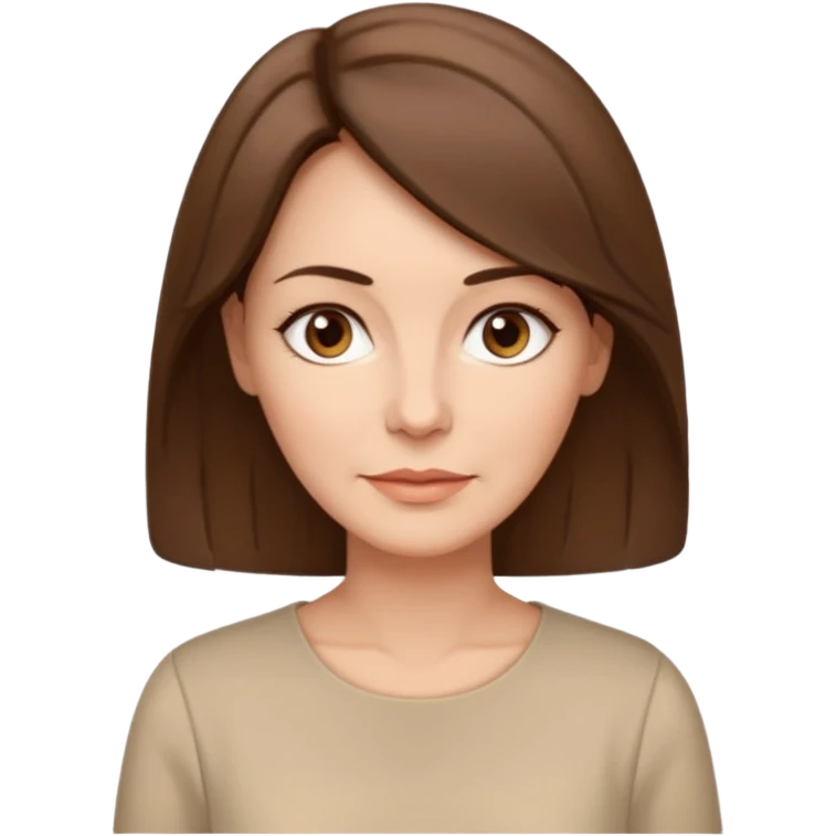Женщина около пятидесяти лет с аккуратно уложенными волосами средней длины, мягкое, но собранное выражение лица, лаконичная блузка спокойного оттенка. emoji