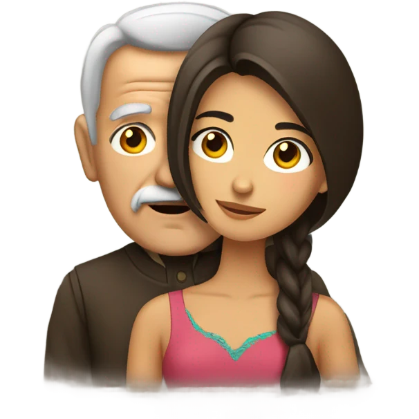 Young brunette Mexican woman with old man emoji