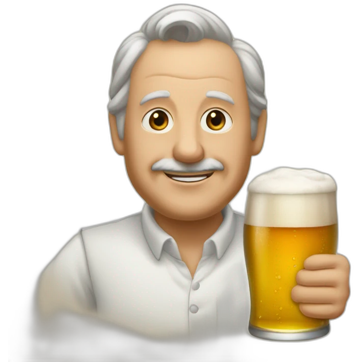 Albert eishtine buvant une bière emoji
