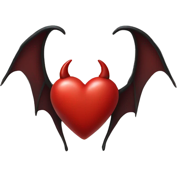 heart outline with devil horns and devil wings  emoji