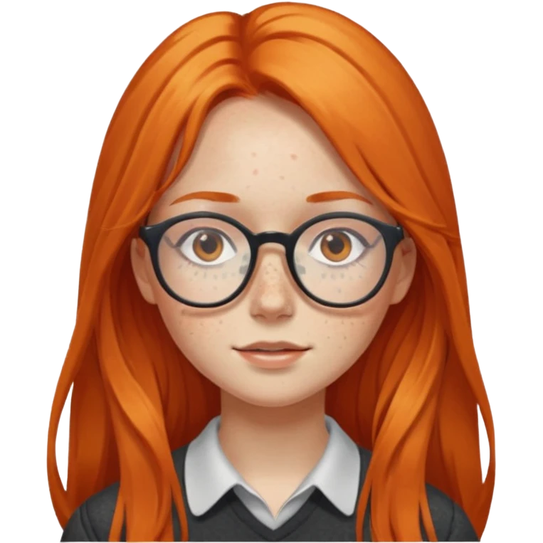 Girl with long orange hair and glasses emoji