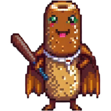 happy sausage character with a bat emoji