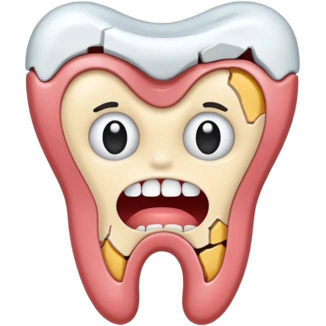 broken tooth with no face emoji
