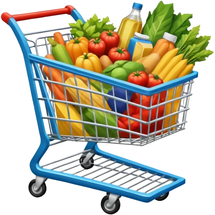 grocery cart full of groceries in a comic book style emoji
