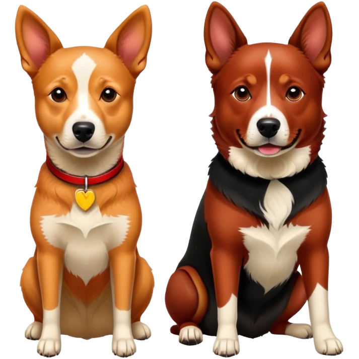 Adult Red heeler beside adult Labrador retriever  emoji