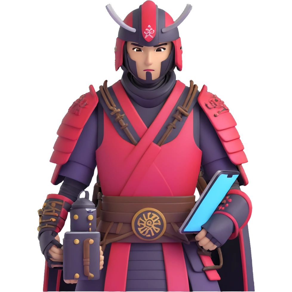 futuristic nomad samurai with tech gadgets emoji