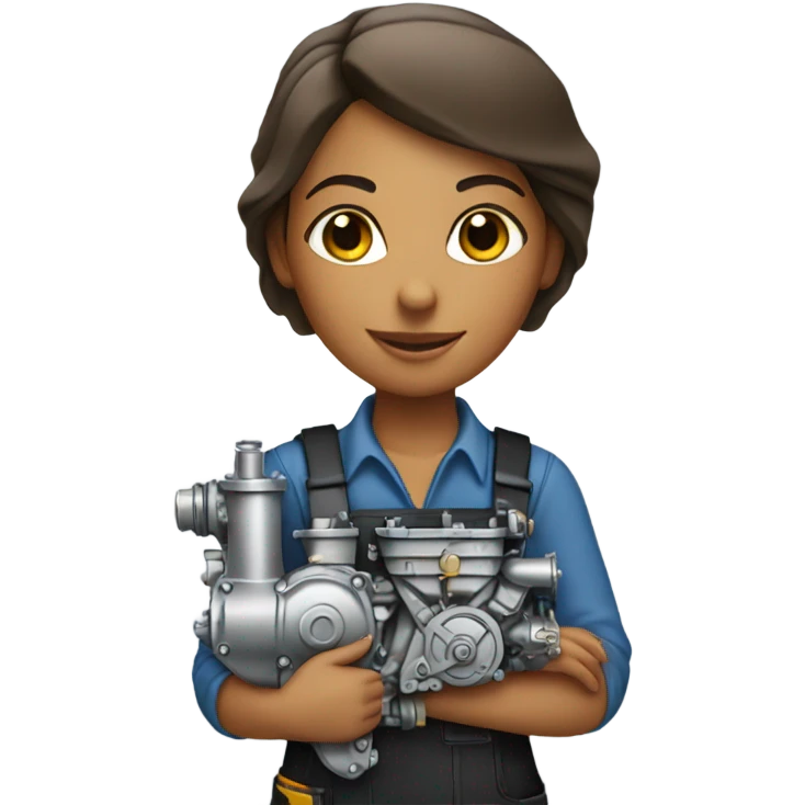 girl mechanic holding an engine  emoji