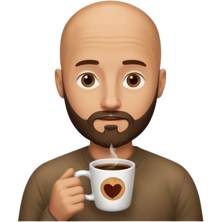 men with coffee no hair, beard emoji