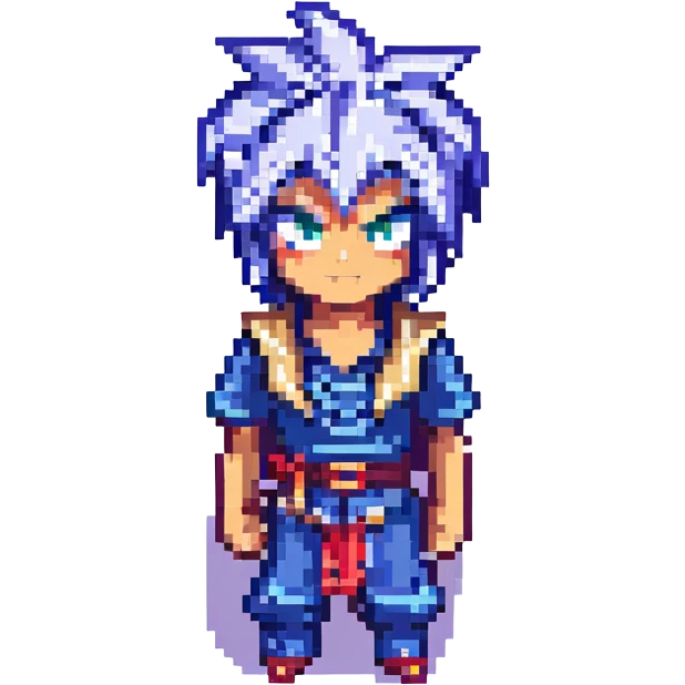 Yugi Mutou from Yu-Gi-Oh! pixel art style emoji