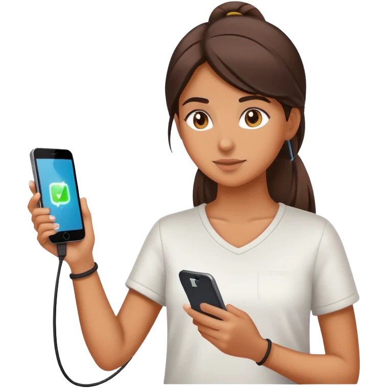  A girl using a phone while charging emoji