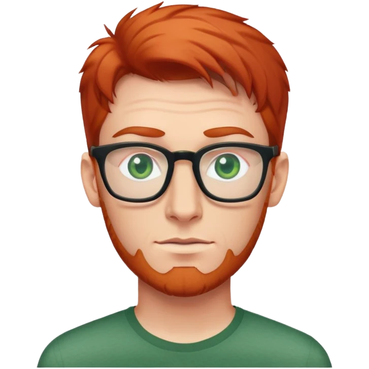 высокий рыжий мужчина в очках, зелеными глазами emoji