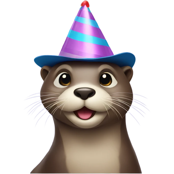 Otter wearing birthday hat emoji