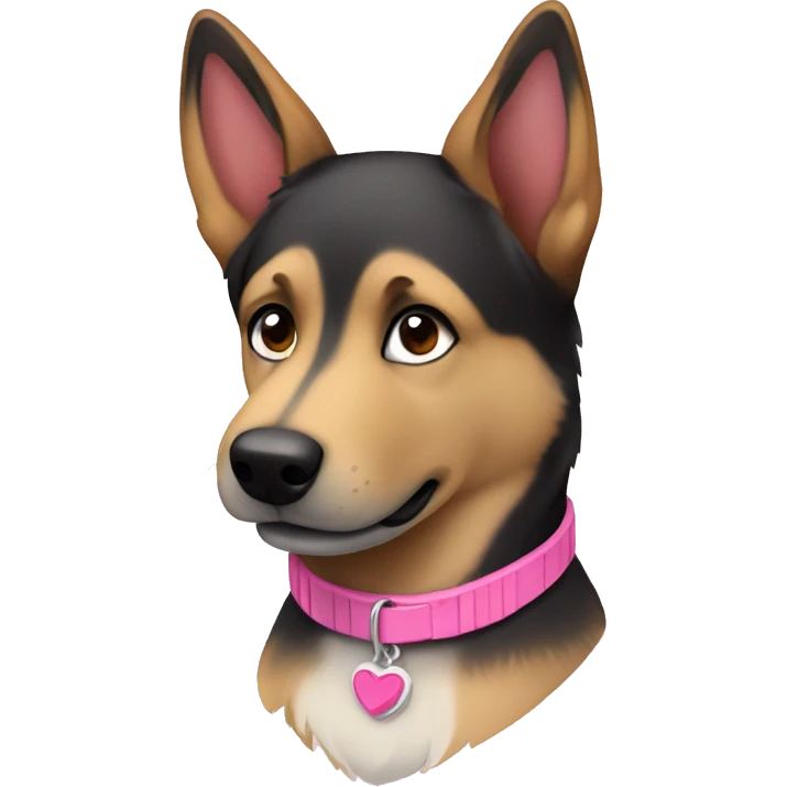 German Shepard husky mix female wearing a pink collar emoji