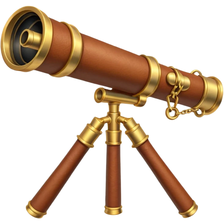 pirate spyglass object icon, brass telescope, leather grip, 3D cartoon, mobile game icon style, centered, clean background, no text, no watermark
 emoji