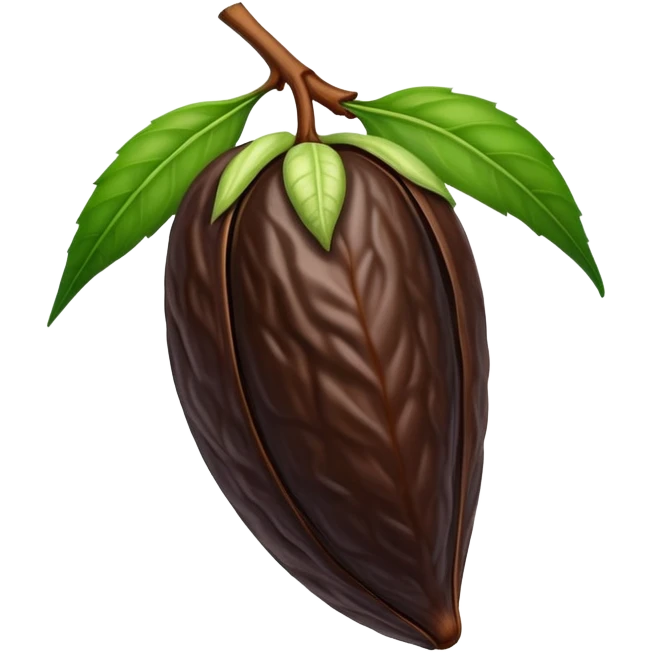 single tonka bean with a green leaf emoji