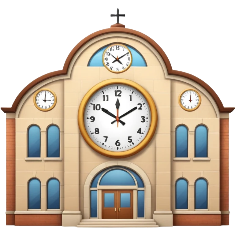 school building with a clock emoji