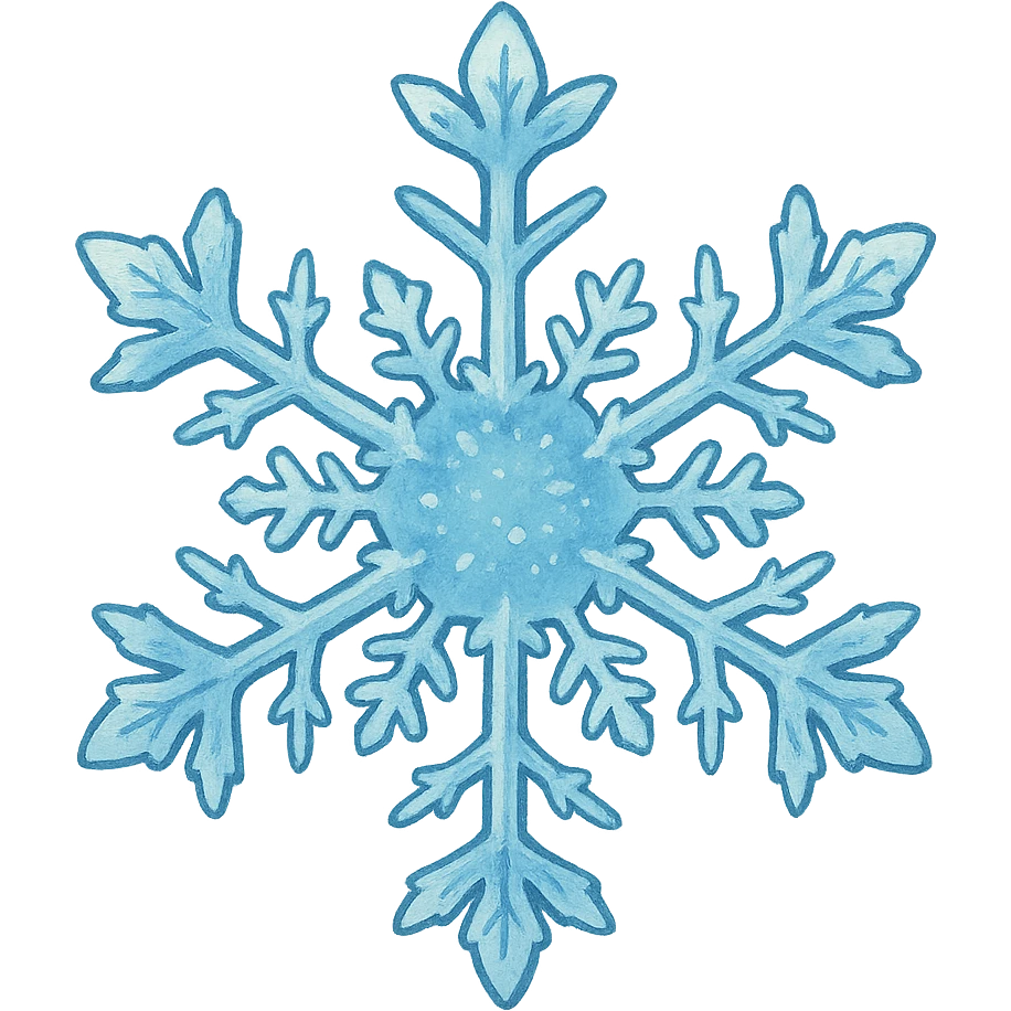 blue and white snowflake in ghibli style emoji