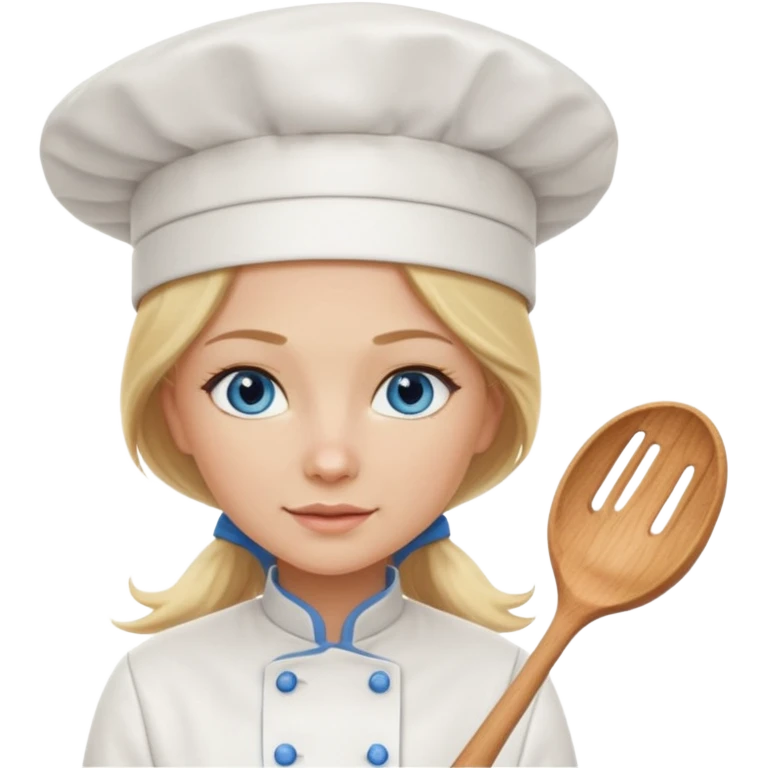 Long Blonde hair blue eyed female chef emoji