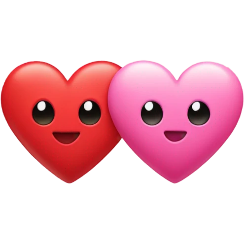 two hearts, one pink, one red  emoji