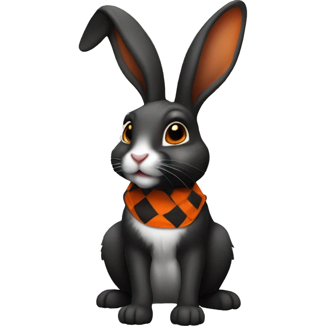 Black and orange harlequin rabbit emoji