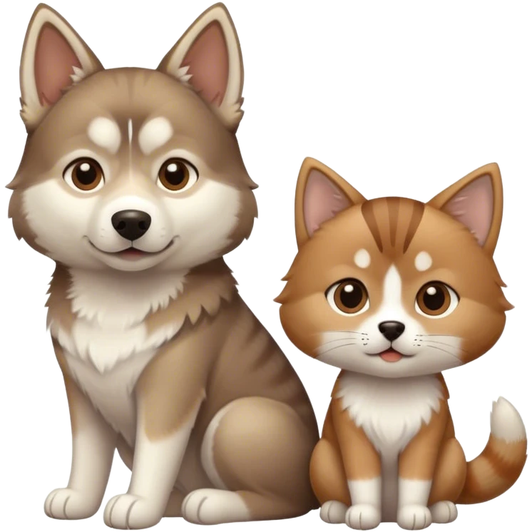 Light Brown Husky and Brown tabby cat emoji