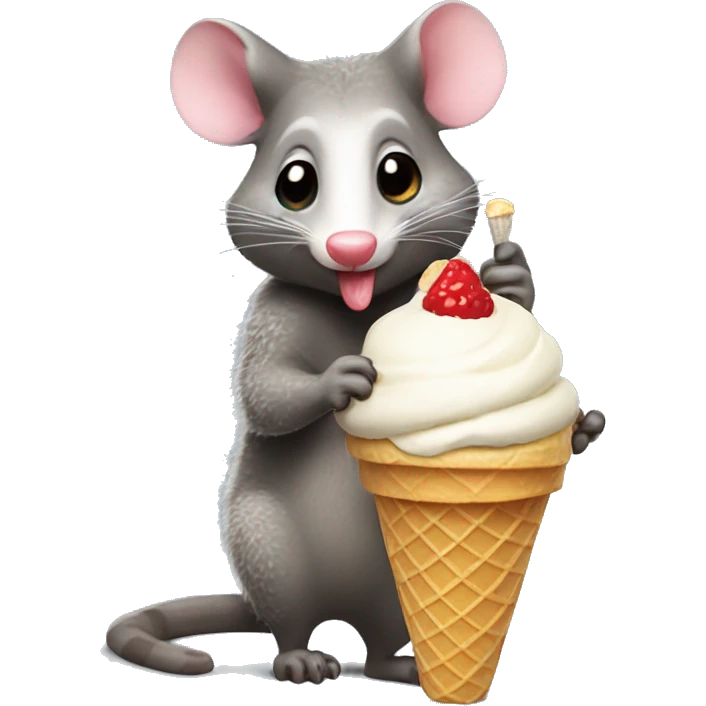 Possum licking ice cream cone emoji