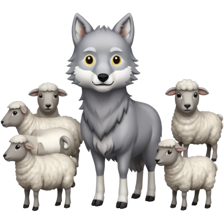A wolf inside a group of sheeps  emoji