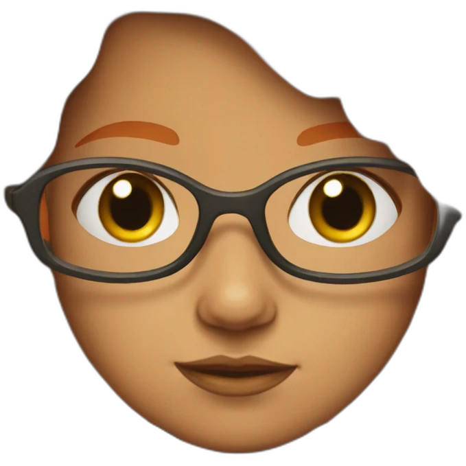 Girl with court orange hair and gree eyes and glasses emoji