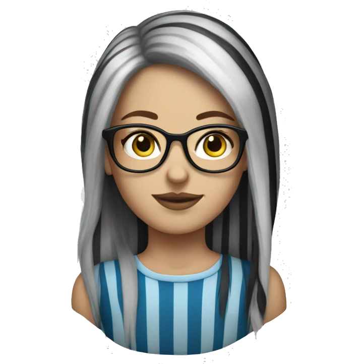 black and blue striped hair white girl  with clear glasses  emoji