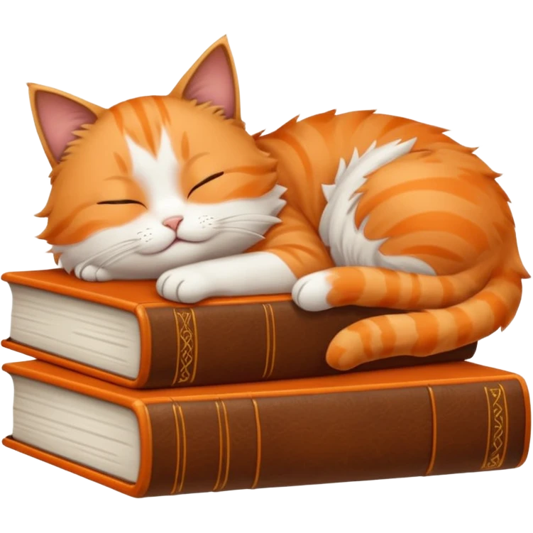 Cat sleeping on books emoji