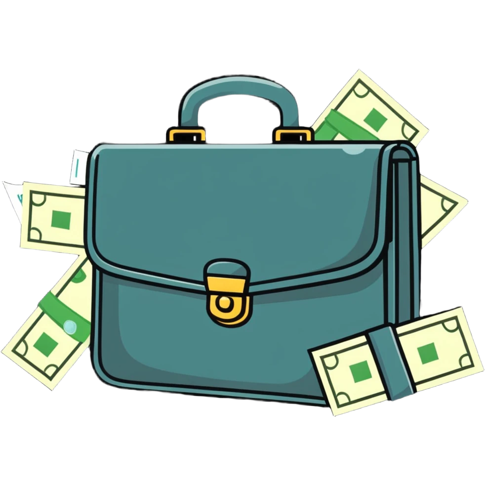 briefcase with money bills spilling out emoji