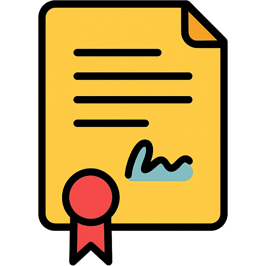 flat icon of a contract, simple and clear, no text emoji
