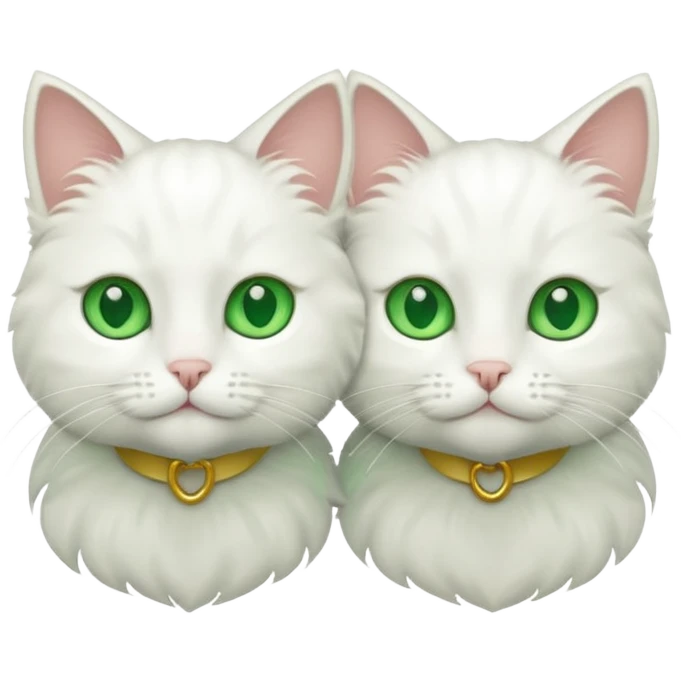 Two white cats with green eyes  emoji