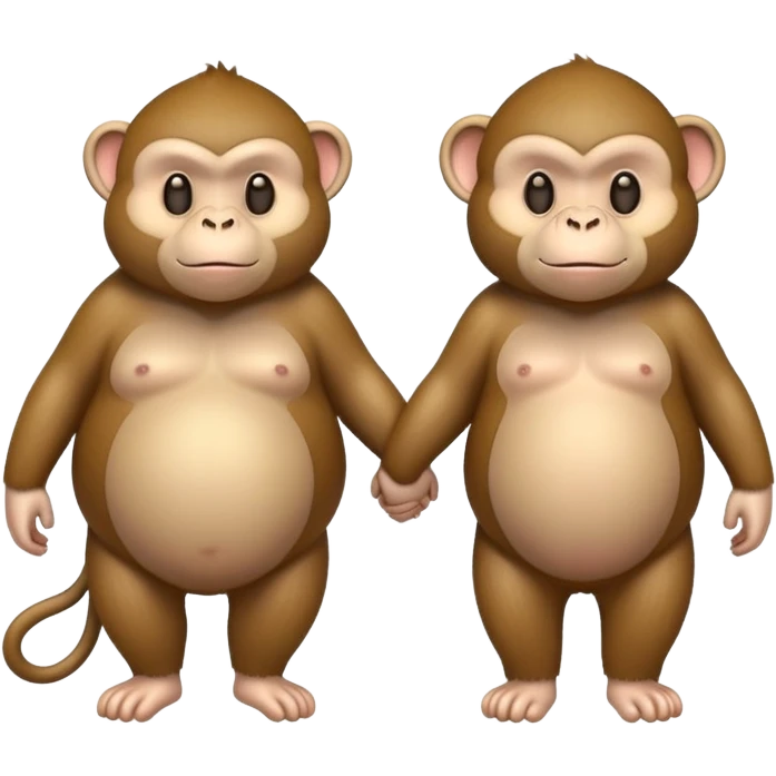 Skinny monkey fat monkey holding hands  emoji