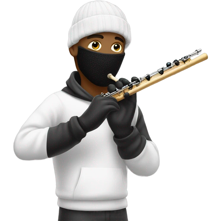 Man with a ski mask playing the flute emoji