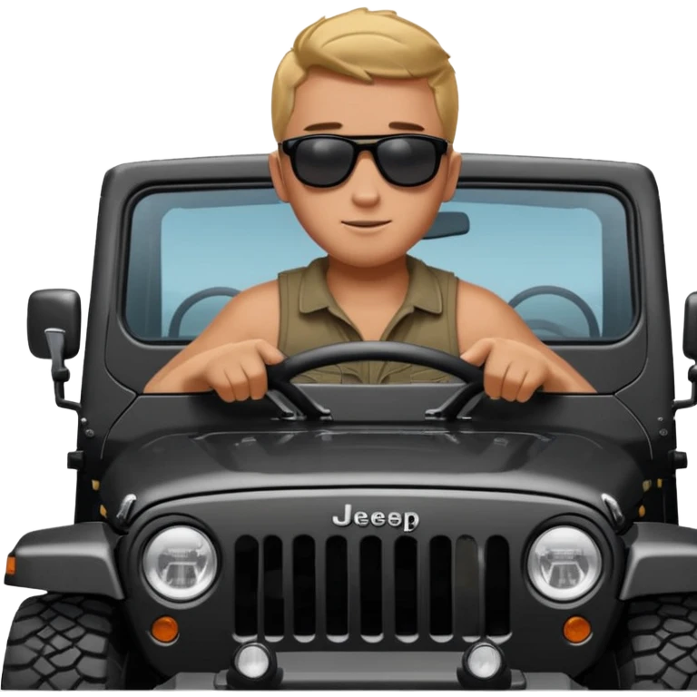 Объедини изображения машины внедорожника по типу wrangler и спортсмена человек должен привщаться в машину  emoji