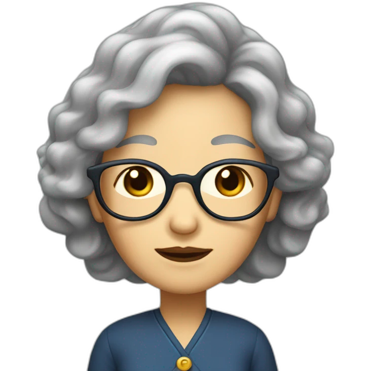 Chinese senior lady has long wavy hair wear glasses show appreciation sighs emoji
