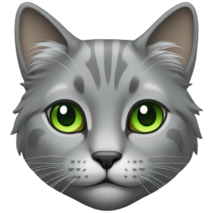 Grey long hair cat with green eyes emoji