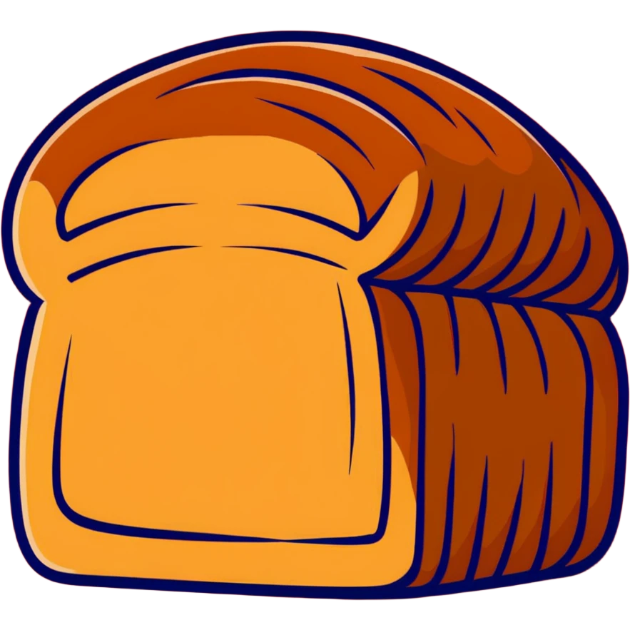 cartoon sticker-style Soviet bread, dark rye loaf with rustic look, red and gold Soviet iconography, simple Cyrillic text, no real brand names emoji