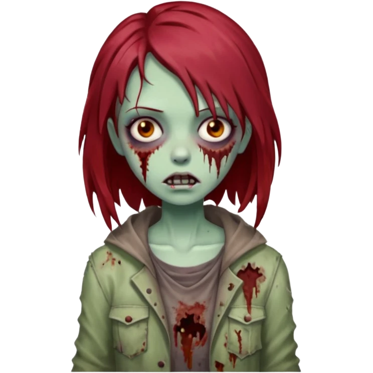 A zombie girl with dark red mid length  hair emoji
