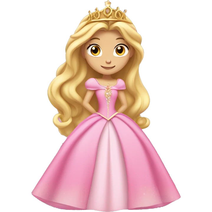 Princess Aurora with gold tiara pink dress   emoji