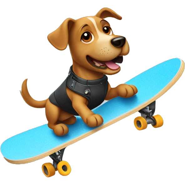 Dog Flying with a scateboard emoji
