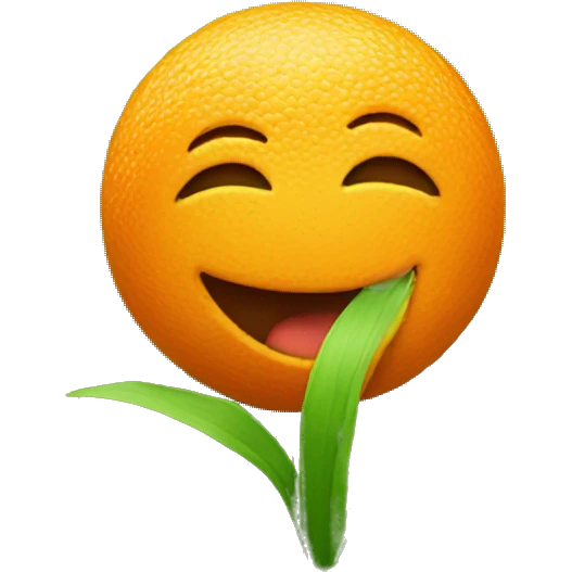 Orange eating grass emoji