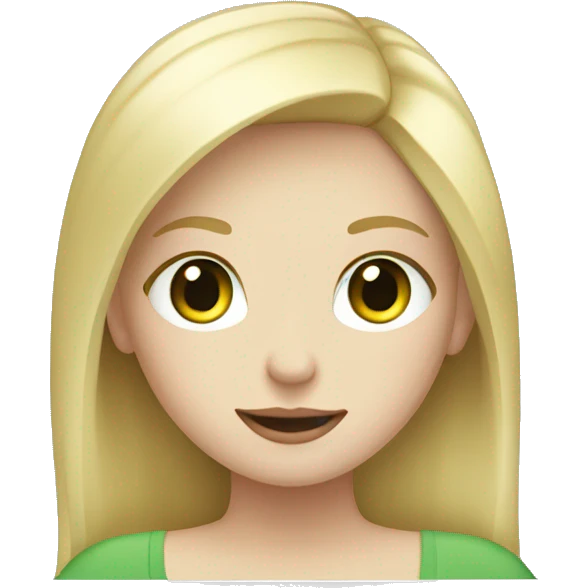 blond girl with pale skin and green eyes on her laptop emoji