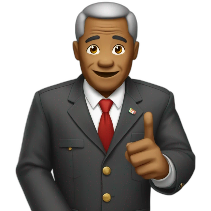 Madagascar president doing v sign emoji