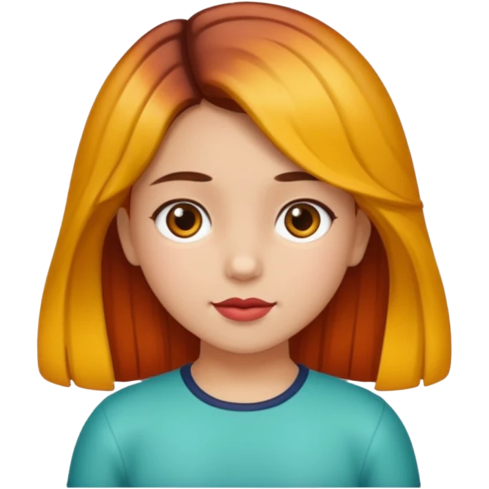 Una niña con piel de color carne y medio morena y medio morena de pelo emoji