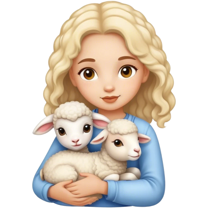  Cute lamb Girl with happy cute lamb emoji